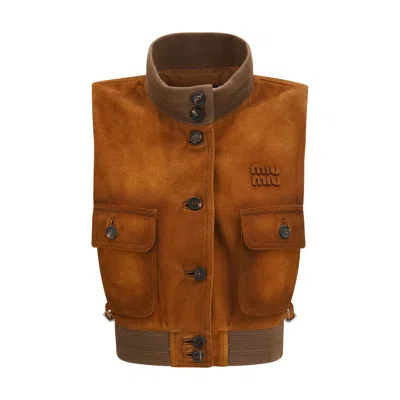 Miu Miu Brown Lamb Leather Clothing