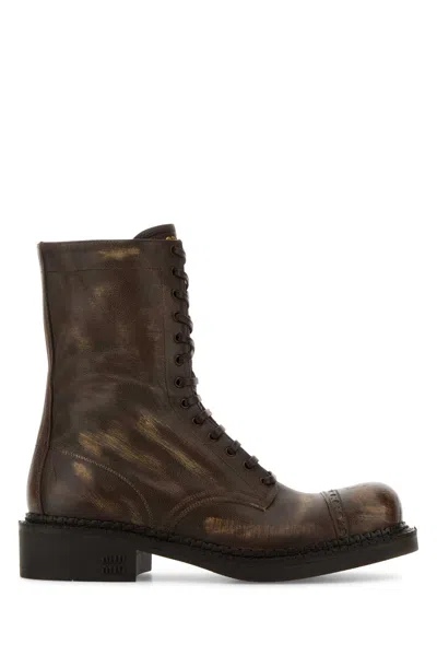Miu Miu Brown Leather Ankle Boots