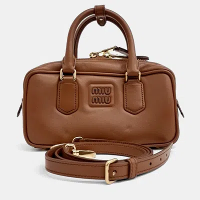 Pre-owned Miu Miu Brown Leather Arcadi Tote And Crossbody Bag