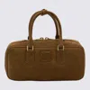 Miu Miu Brown Leather Arcadie Crossbody Bag In Green