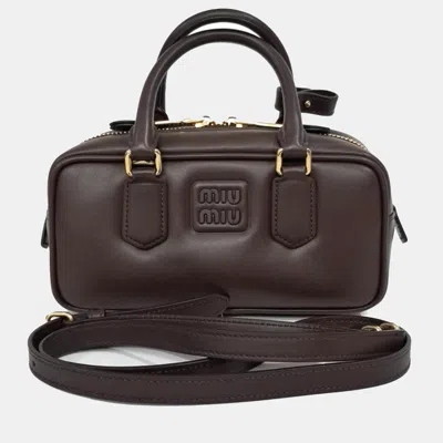 Pre-owned Miu Miu Brown Leather Arkadi Tote/crossbody Bag