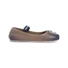 Miu Miu Gradient Brown Lamb Leather Ballet Flats With Bow Detail In Multi