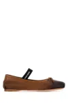 Miu Miu Brown Leather Ballet Flats In Brown