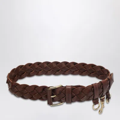 Miu Miu Brown Leather Belt In Pattern