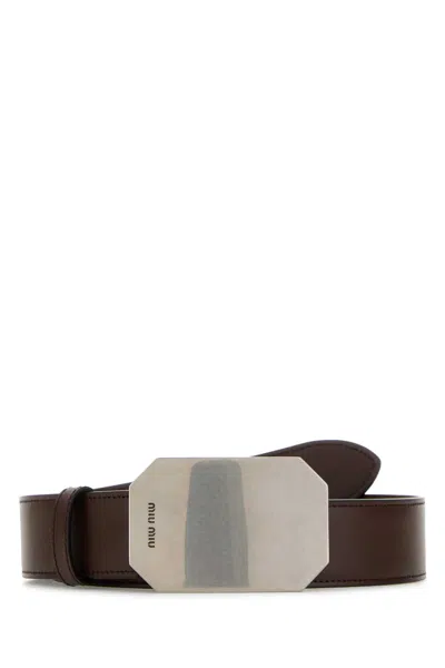 Miu Miu Black Leather Belt In Radica
