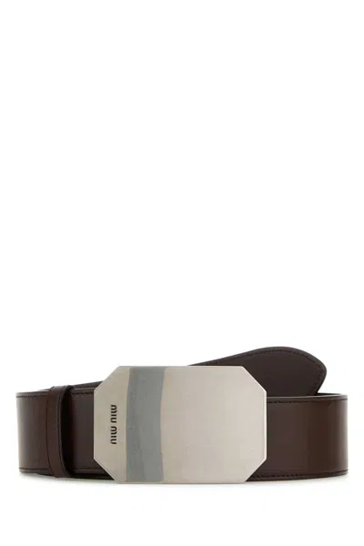 Miu Miu Black Leather Belt In Radica