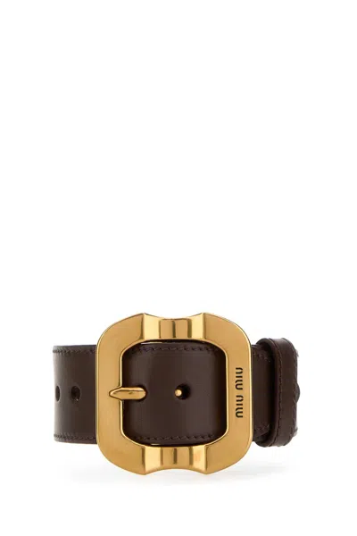 Miu Miu Brown Leather Bracelet