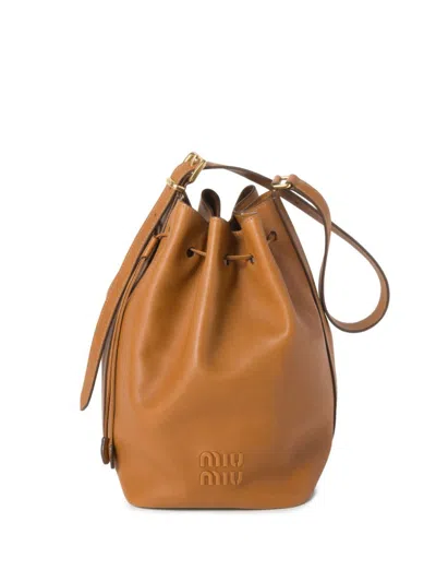 Miu Miu Brown Leather Bucket Bag