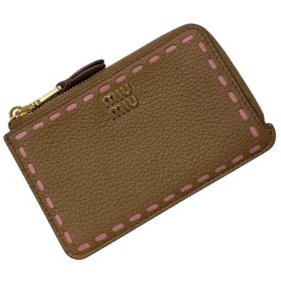 Pre-owned Miu Miu Brown Leather Coin Purse/coin Case ()