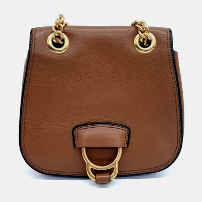 Pre-owned Miu Miu Brown Leather Dahlia Shoulder Bag