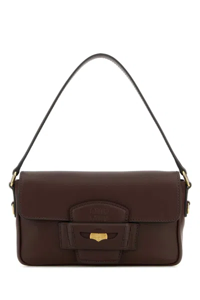 Miu Miu Brown Leather Handbag In Radica