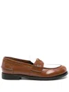 Miu Miu Two-tone Leather Penny Loafers In Brown