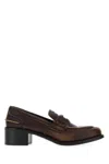 Miu Miu Brown Leather Loafers In Brown