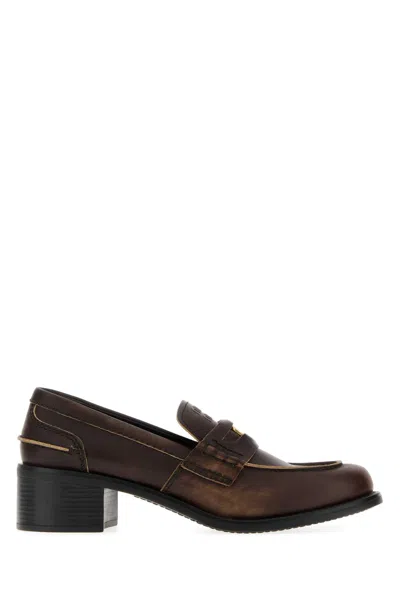 Miu Miu Brown Leather Loafers