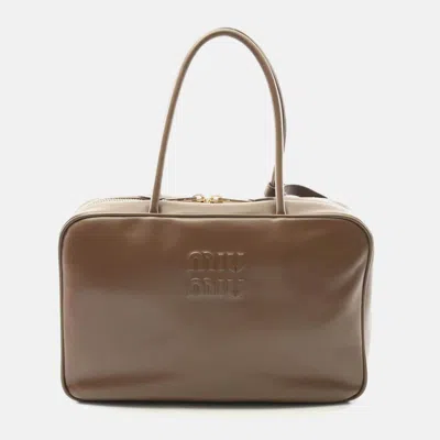 Pre-owned Miu Miu Brown Leather Miu Bow Handbag