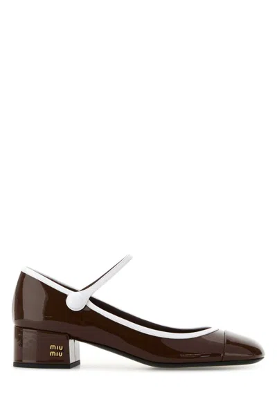 MIU MIU BROWN LEATHER PUMPS