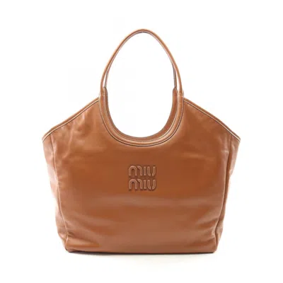 Pre-owned Miu Miu Brown Leather Tote Bag ()