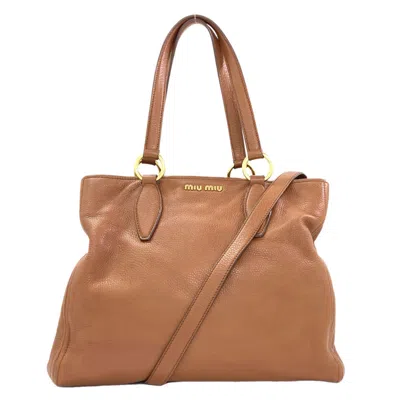 Pre-owned Miu Miu Brown Leather Tote Bag ()