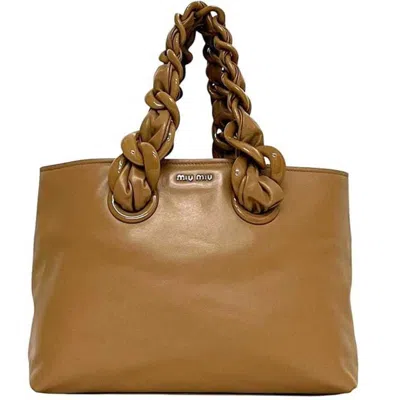 Pre-owned Miu Miu Brown Leather Tote Bag ()