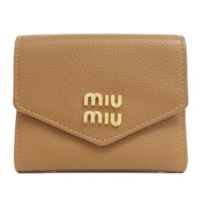Pre-owned Miu Miu Brown Leather Wallet (tri-fold) ()