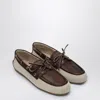 Miu Miu Canvas And Bleached Leather Boat Shoes In Brown