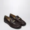 Miu Miu Black Leather Loafers In Brown