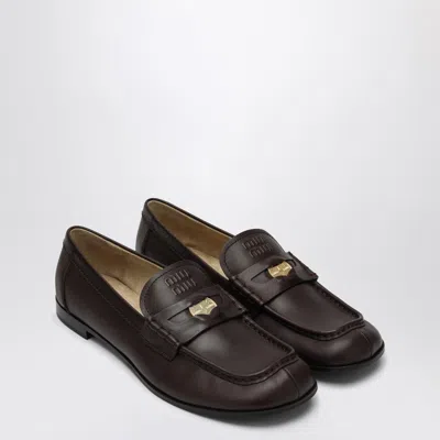 MIU MIU MIU MIU BROWN LOAFER WITH PENNY DETAIL WOMEN