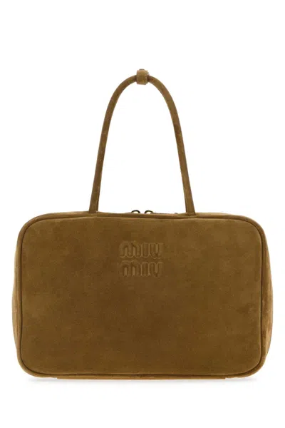 MIU MIU BROWN LOGO HANDBAG