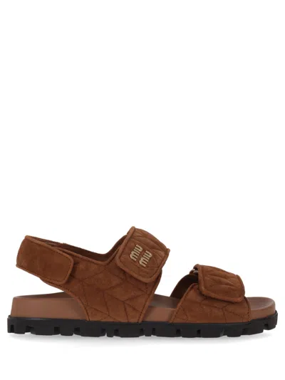 Miu Miu Brown Logo Sandals