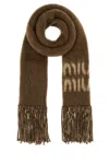 Miu Miu Soft Mohair Blend Wraparound Scarf In Brown