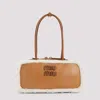 Miu Miu Rectangular Shearling Edge Shoulder Bag In Brown