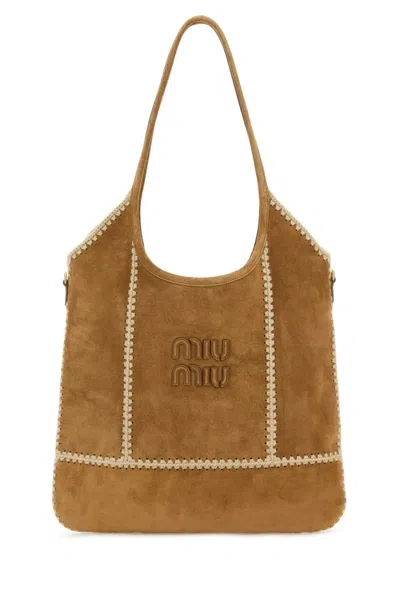 Miu Miu Brown Logo Shoulder Bag