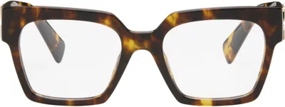 Miu Miu Brown Miu Glimpse Glasses In Multi