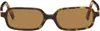 Miu Miu 0mu 11zs Miu Regard Rectangular Honey Havana Sunglasses In Brown