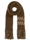 Miu Miu Brown Mohair Blend Scarf In Burgundy