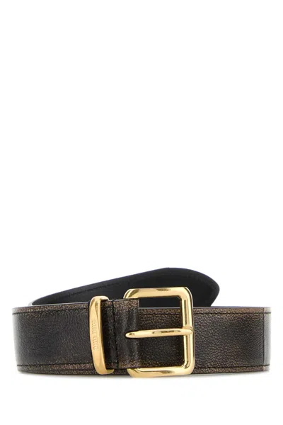 Miu Miu Brown Nappa Leather Belt In Black