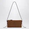 Miu Miu Mini Logo Embossed Leather Shoulder Bag In Brown