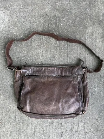 Pre-owned Miu Miu Brown Pebbled Leather Messenger Bag In Blue