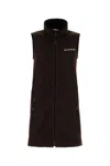 Miu Miu Mini Dress With Drawstring Waist And High Collar In Brown