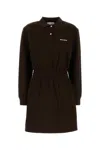 Miu Miu Logo-print Cotton Dress In Brown