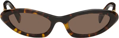 Miu Miu Brown Pointed Cat Eye Acetate Sunglasses In Vau06b Havana