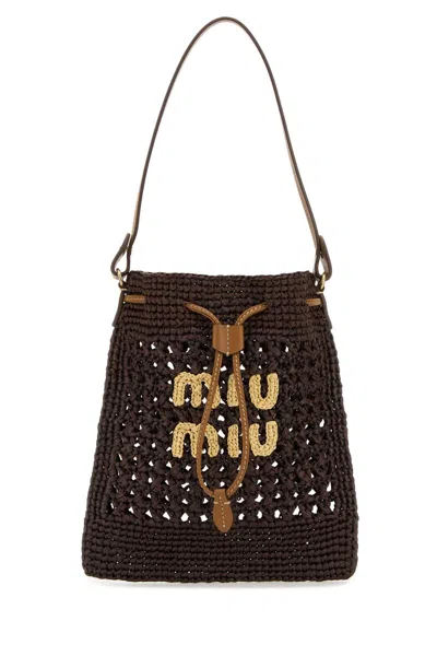 Miu Miu Brown Raffia Shoulder Bag