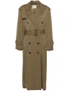 Miu Miu Raw-cut Maxi Trench Coat In Brown