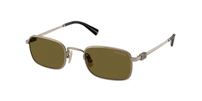 Miu Miu Brown Rectangular Ladies Sunglasses Mu A53s 26c09z 49 In Green