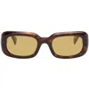 Miu Miu Brown Rectangular Sunglasses In Red