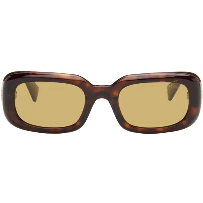 Miu Miu Brown Rectangular Sunglasses In Red