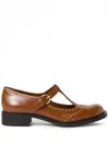Miu Miu T-strap Leather Brogue Shoes In Brown