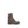 Miu Miu Brown Rubber Lace-up Boots In Green
