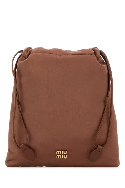 Miu Miu Brown Satin Pouch
