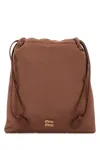 Miu Miu Brown Satin Pouch In Cacao